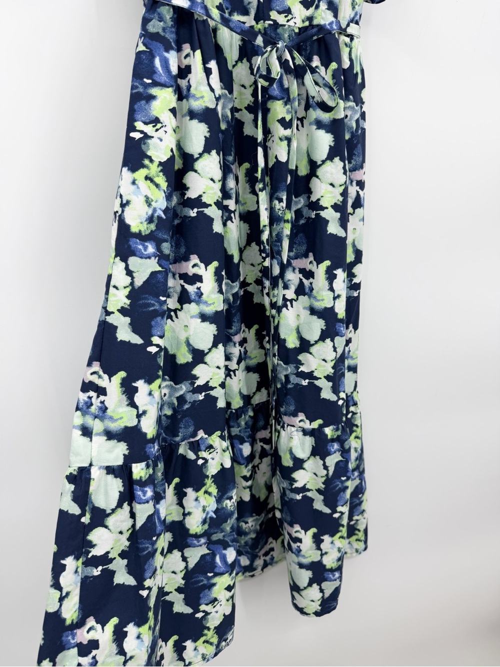 A New Day Navy Blue Floral Ruffle Sleeve Midi Dress XS NWT - Picture 3 of 13